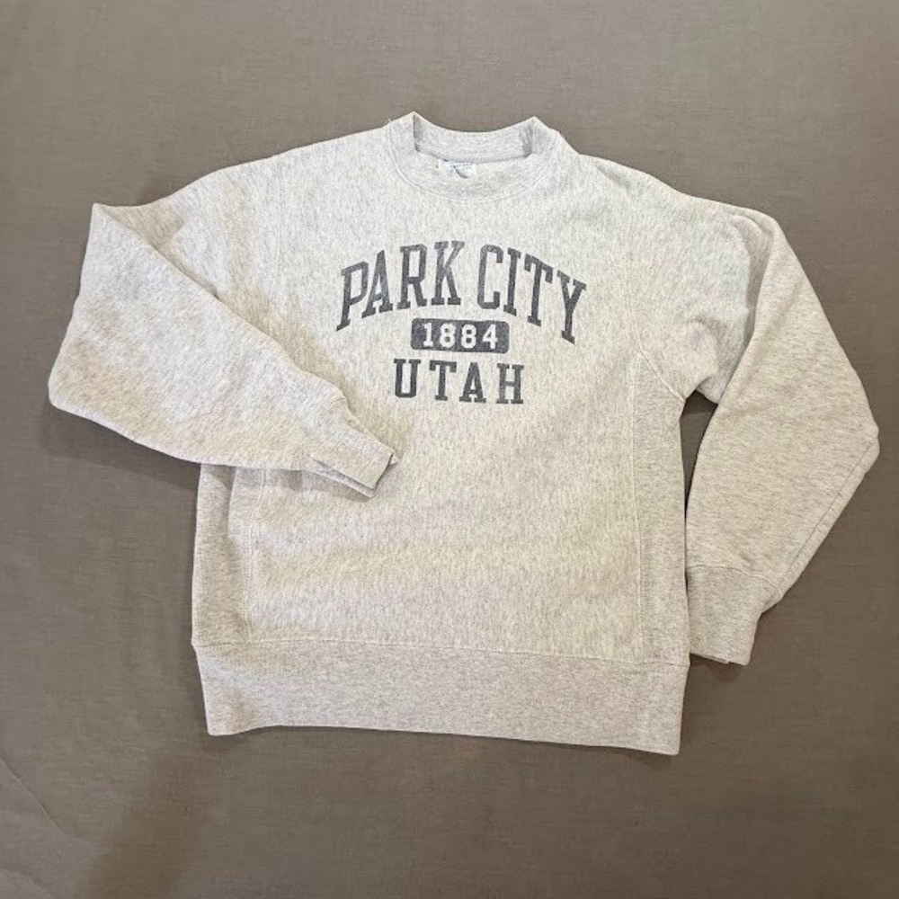 Park City Utah 1884 Sweatshirt Crewneck Gray Pullover Mens Long Sleeve